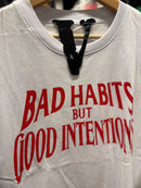 Camiseta VLONE ‘Bad Habits But Good Intentions’ Branca - Pronta Entrega