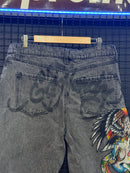 Calça Ed Hardy Jeans Destonado Bordado Caveira Águia Logo Traseiro - Pronta Entrega