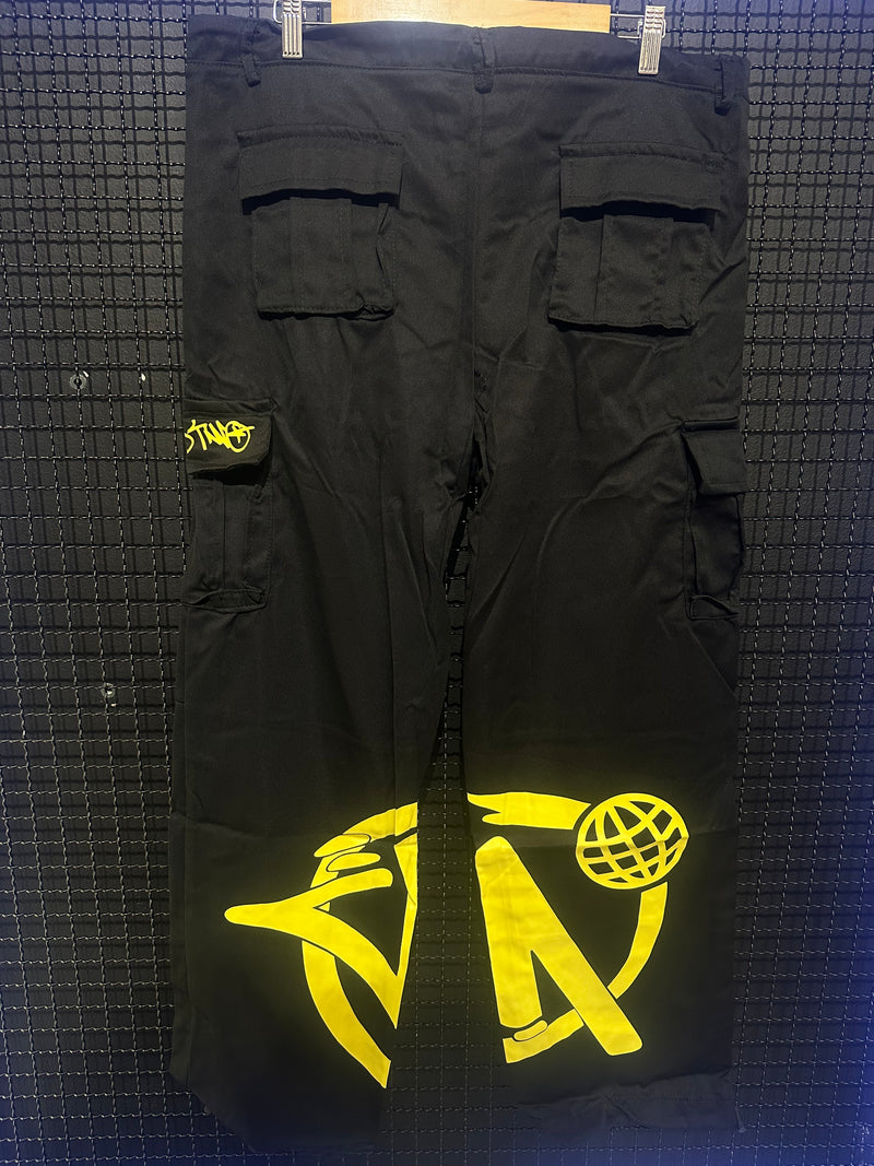 Calça Sarja Minus Two Preta Logo Amarelo - Pronta Entrega