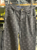 Calça Louis Vuitton Distressed Baggy Monogram Jeans - Pronta Entrega