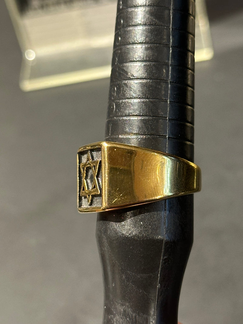 Anel Aço Inoxidável Dourado Estrela de Davi Fundo Black 33 CM - Pronta Entrega