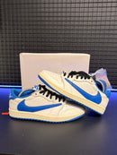 Tênis Nike Air Jordan 1 Low Travis Scott Fragment Military Blue - Pronta Entrega