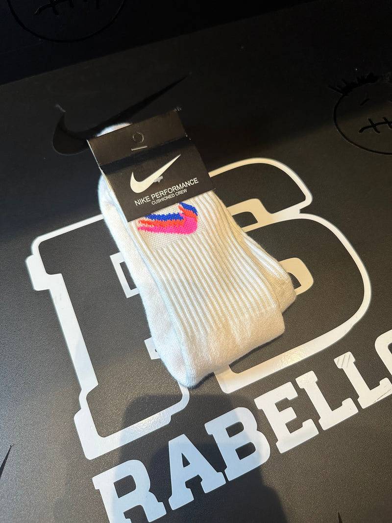 Meia Nike Sport Swoosh Color Cano Alto Branco - Pronta Entrega