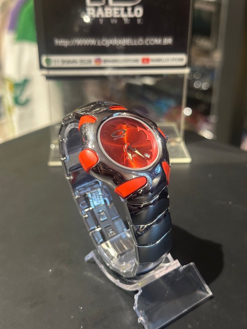 Relógio Oakley Blade II Silver Fundo Vermelho - Pronta Entrega
