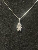 Corrente Feminina Prata Pingente Girl White Stone Em Zicornia Cúbica 45 CM - Pronta Entregah