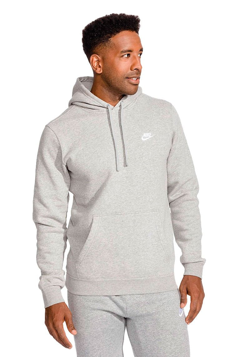 MOLETOM NIKE SPORTSWEAR CLUB HOODIE PO CINZA/BRANCO - Pronta Entrega