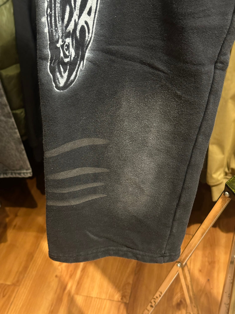 Calça Hellstar Moletom Destonado Preto/Vermelho - Pronta Entrega