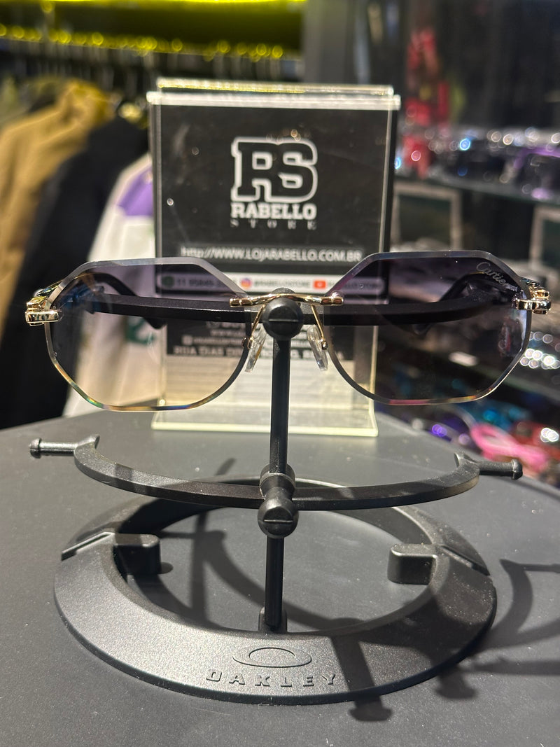 Óculos Cartier Preto Retangular Lente Escura - Pronta Entrega