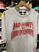 Camiseta VLONE ‘Bad Habits But Good Intentions’ Branca - Pronta Entrega