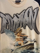 Camiseta Mixed Emotion Oversized Creme Angel - Pronta Entrega