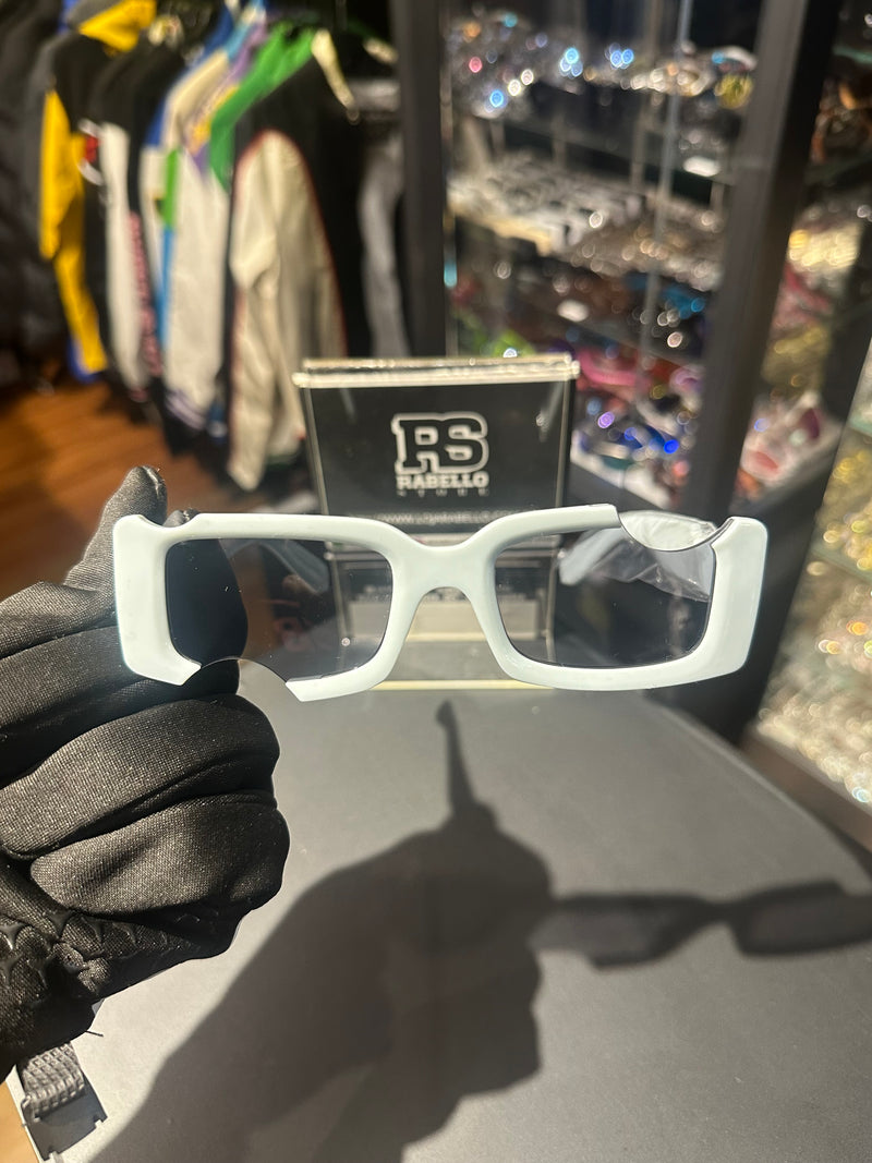 Óculos Off-White Retangular Cinza Recortado Logo Branco Lente Fume  - Pronta Entrega