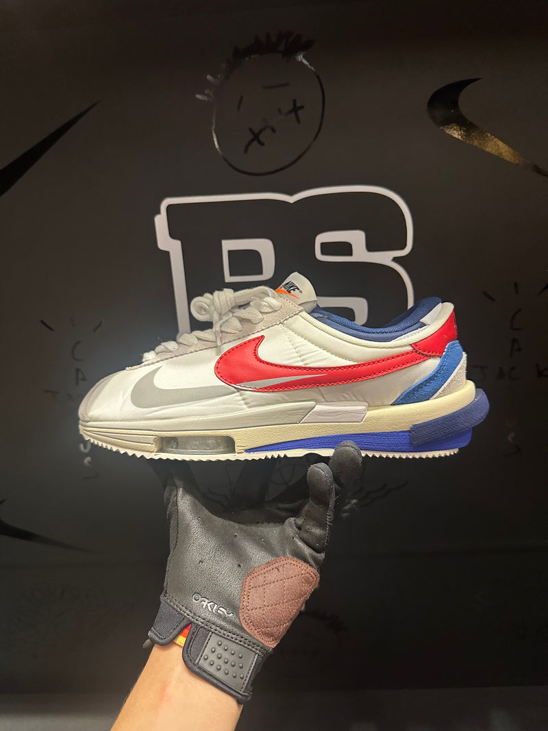 Tênis Nike Zoom Cortez X Sacai White University Red Blue - Pronta Entrega