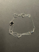 Pulseira Prata 3 Correntes Ajustável Trevo Black - Pronta Entrega