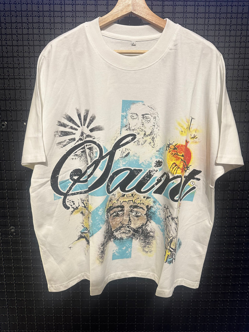 Camiseta Saint “Faces of God” White - Pronta Entrega