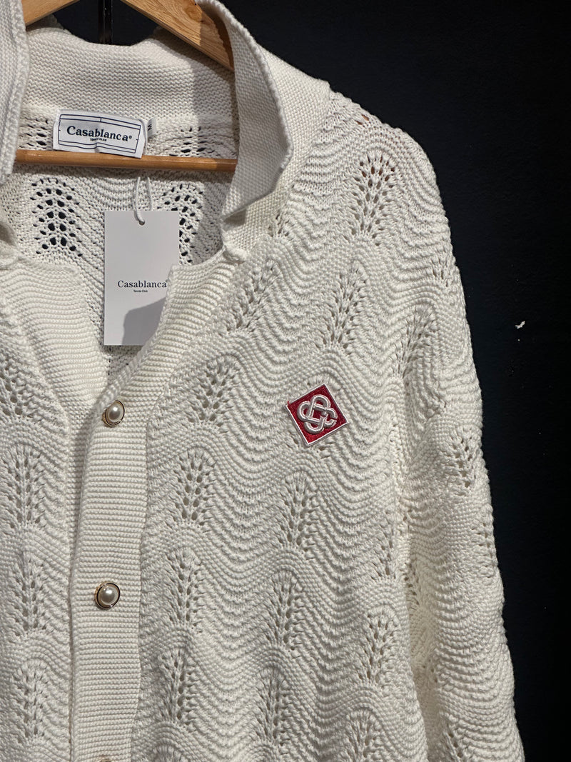 Conjunto Casablanca Crochê Camisa Manga Curta + Short White - Pronta Entrega