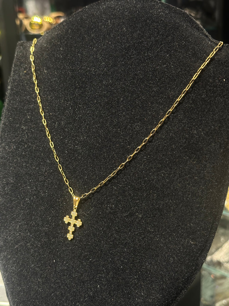 Corrente Cartier Banhada Pingente Cruz 30 CM - Pronta Entrega