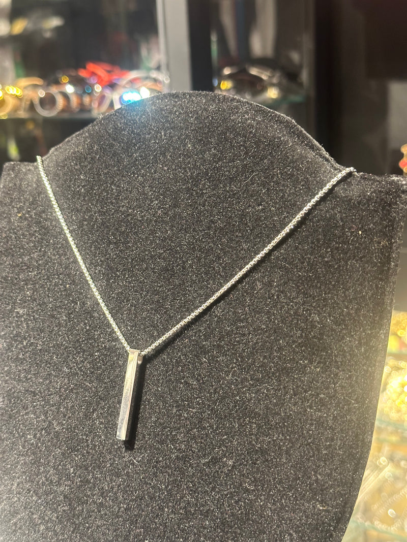 Corrente Prata Pingente Barra 60 CM - Pronta Entrega