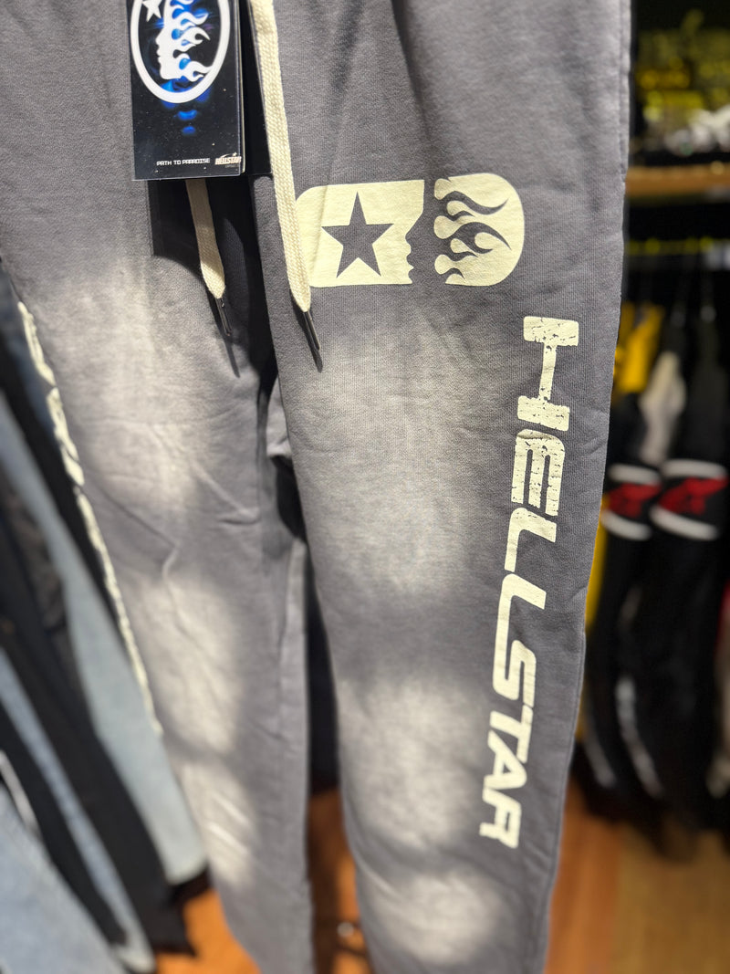 Calça Hellstar Moletom Track Print Cinza - Pronta Entrega