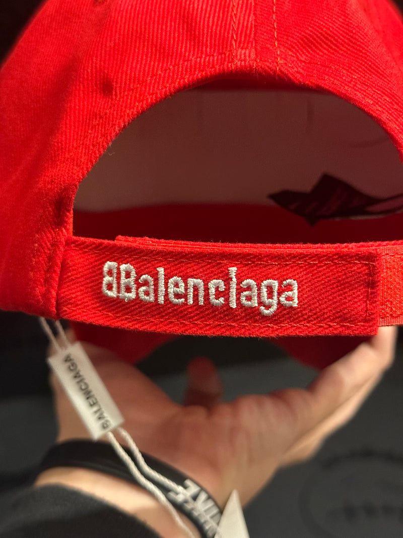 Boné Balenciaga Vermelho Aba Curva Soccer Cap - Pronta Entrega