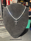 Corrente Riviera Cravejada Pingente Cruz Em Zicornia Cubica Prata - Pronta Entrega