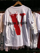 Camiseta VLONE X Palm Angels Red Branca - Pronta Entrega