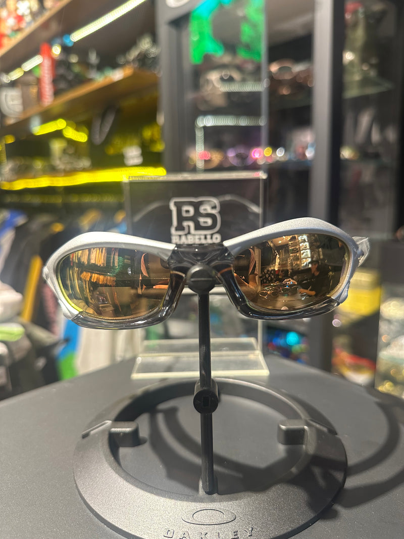 Óculos Oakley Splice Black Silver Lente Marrom - Pronta Entrega