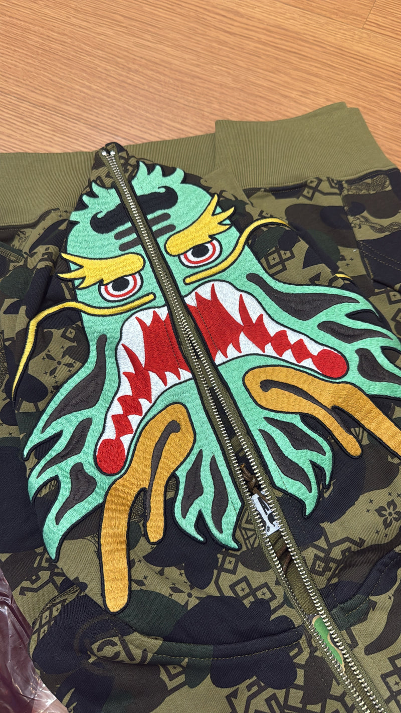 Jaqueta Bape X Clot Shark Camo Relaxed Full Zip - Pronta Entrega