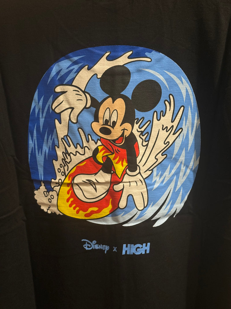 Camisa High X Disney Preta Mickey Mouse Surf - Pronta Entrega
