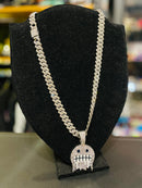 Colar Cravejado Ice Zircônia Prata com Pingente Emoji 60 CM - Pronta Entrega