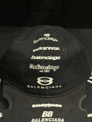 Boné Balenciaga Preto Aba Curva Cortada MultiLogo - Pronta Entrega