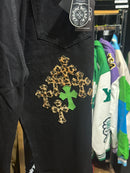 Calça Jeans Preta Chrome Hearts Green & Leopard Cross Patch - Pronta Entrega