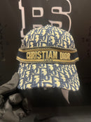 Boné Aba Curva Christian Dior Paris Bege/Azul Logo Frontal - Pronta Entrega