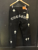 Calça Jeans Preta Chrome Hearts Cruz Black/White - Pronta Entrega
