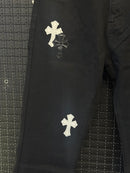 Calça Jeans Preta Chrome Hearts Cruz Black/White - Pronta Entrega