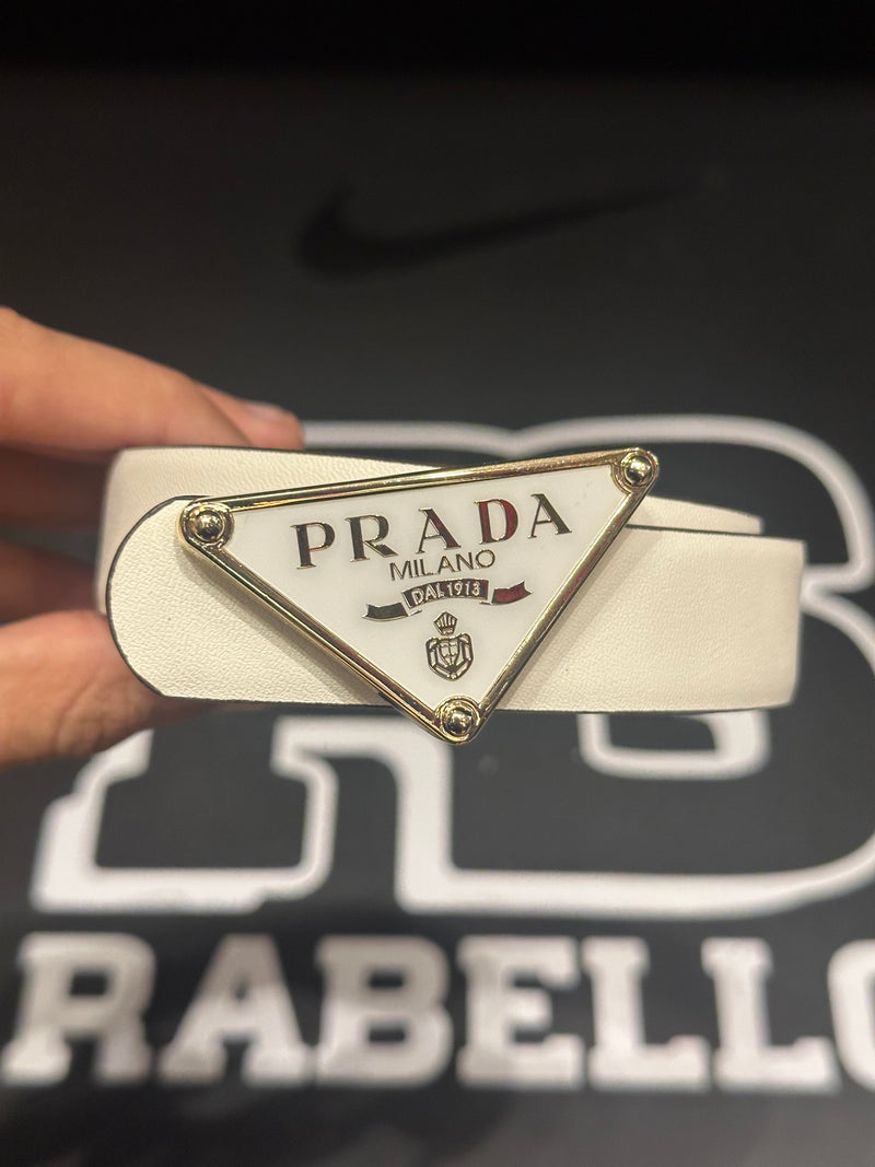 Cinto Feminino Prada Milano Branco/Rosa 95 CM  - Pronta Entrega
