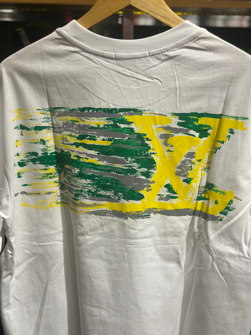 Camiseta Louis Vuitton Branca Logo Yellow/Green - Pronta Entrega