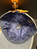 Boné Louis Vuitton Logos Azul Destonado Com Box - Pronta Entrega