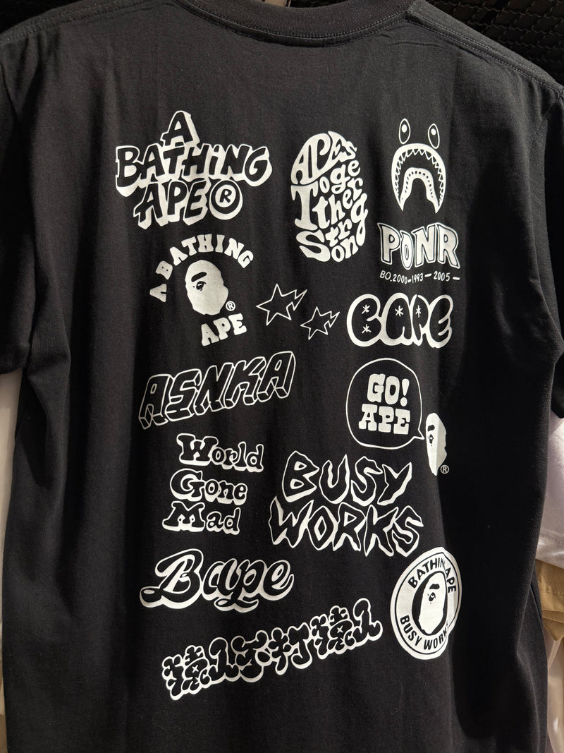 Camiseta BAPE Logos’ Preta - Pronta Entrega