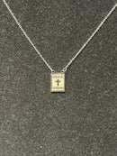 Corrente Veneziana Prata Escapulário “Orai e Vigiai/Fé” 35 CM - Pronta Entrega