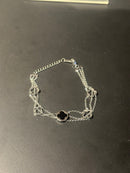 Pulseira Prata 3 Correntes Ajustável Trevo Black - Pronta Entrega