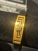 Pulseira Versace Black/Gold Couro 22 CM - Pronta Entrega