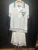 Conjunto Casablanca Tennis Club Seda Padronagem Monogramada - Pronta Entrega