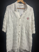 Conjunto Casablanca Crochê Camisa Manga Curta + Short White - Pronta Entrega