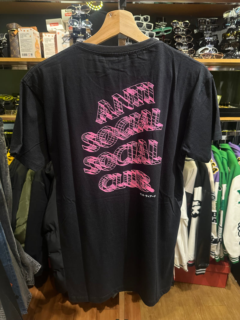 Camisa Anti Social Social Club Preta Logo Pink - Pronta Entrega