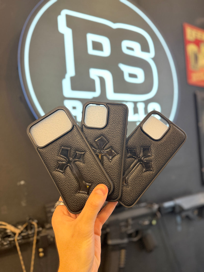 Case Chrome Hearts para Iphone Courino Preto- Pronta Entrega