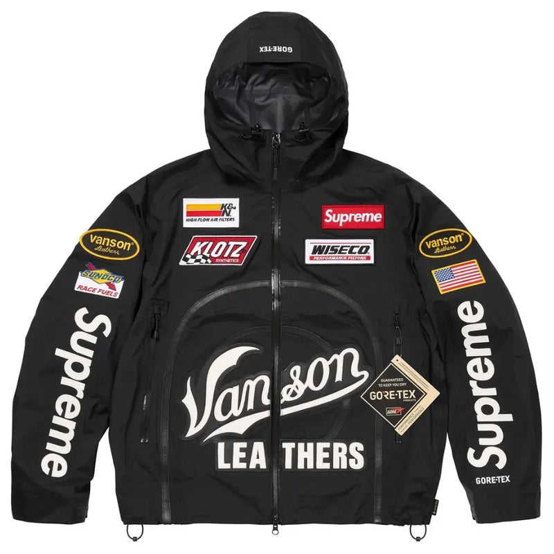 Vanson Leathers x Supreme Jaqueta GORE-TEX Shell Black FW25-W1 - Encomenda