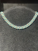 Corrente Cravejada Em Zicornia Cubica Azul/Prata 40 CM - Pronta Entrega