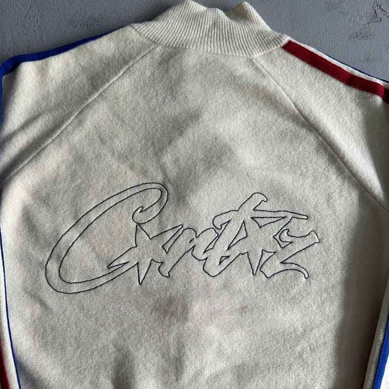 Jaqueta Corteiz Knit Zip Up Fleece Cream - ENCOMENDA