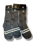 Pack 3 Pares Meia Air Jordan Logo Cano Alto Preto Listrado - Pronta Entrega