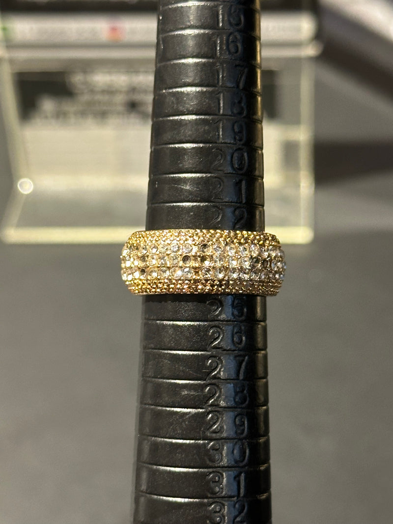 Anel Aço Inoxidável Dourado Cravejado Fundo Dourado 25 CM - Pronta Entrega